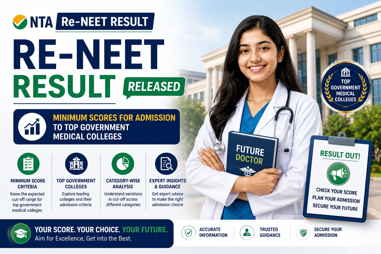 Re-NEET Result 2026: Minimum Scores for Admission to Top Government Medical Colleges